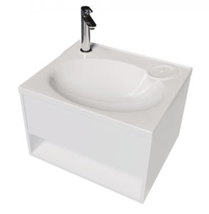 Изображение товара Тумба с раковиной 1Marka Naomi 60 см, подвесная, белая, Россия