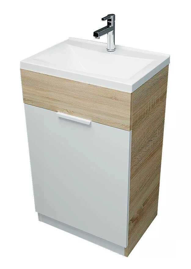 Изображение товара Тумба с раковиной 1Marka Revo 50 см, 1 дверь, напольная, дуб сонома, Ц0000005037
