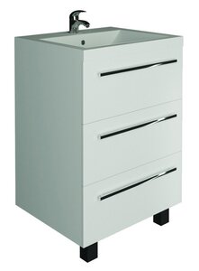 Изображение товара Тумба под раковину 1Marka Соната 58 см, 3 ящика, напольная, белый, У51036