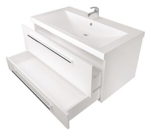 Изображение товара Тумба под раковину 1Marka Соната 90 см, 2 ящика, подвесная, белый, У51044
