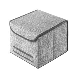 Изображение товара Коробка Casy Home для хранения с крышкой 30x30x24 см серебряная рогожка