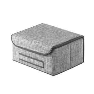 Изображение товара Коробка Casy Home для хранения с крышкой 35 см серебряная рогожка