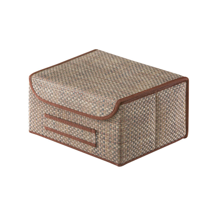 Изображение товара Коробка Casy Home для хранения с крышкой, 35x28x18 см, песочный ротанг