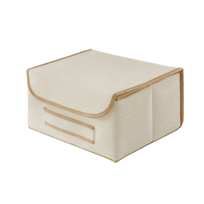 Изображение товара Коробка Casy Home для хранения с крышкой, размеры 35x28x18 см, молочный лен