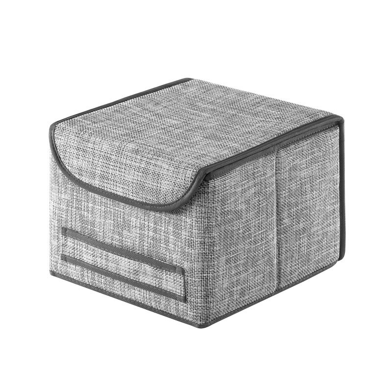 Изображение товара Коробка для хранения с крышкой Casy Home 25x27x20 см серебряная рогожка