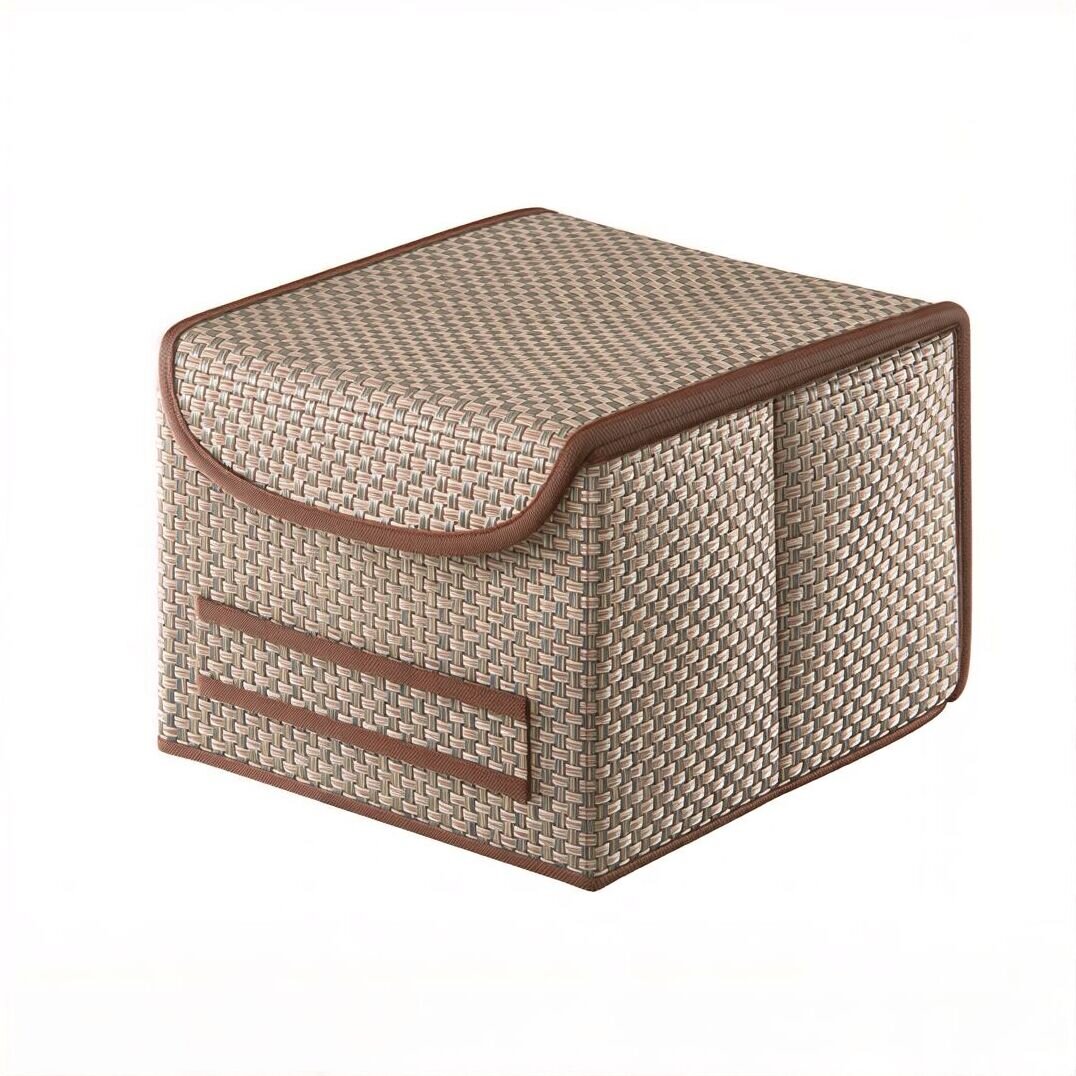 Изображение товара Коробка Casy Home для хранения с крышкой 25×27×20 см песочный ротанг
