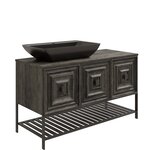 Тумба с раковиной Belinza Rustica 120 см, подвесная/напольная, раковина черная, темное дерево, RST120.05-01/35B35B - фото 1