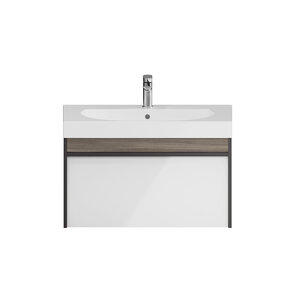 Изображение товара Тумба под раковину Kerama Marazzi Modula 80 см, подвесная, с ящиком, цвет арабика/белый, MOD.80.1+1AR