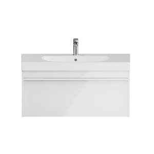 Изображение товара Тумба под раковину Kerama Marazzi Modula 100 см, подвесная, с ящиком, белая, MOD.100.1+1WHT