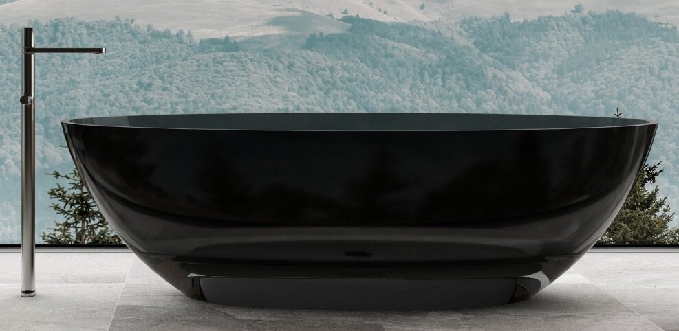 Изображение товара Ванна прозрачная Abber Kristall 180 x 85 см отдельностоящая, черный, AT9702Onyx