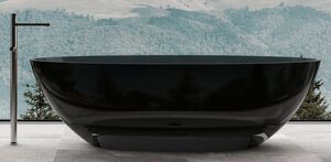 Изображение товара Ванна прозрачная Abber Kristall 180 x 85 см отдельностоящая, черный, AT9702Onyx
