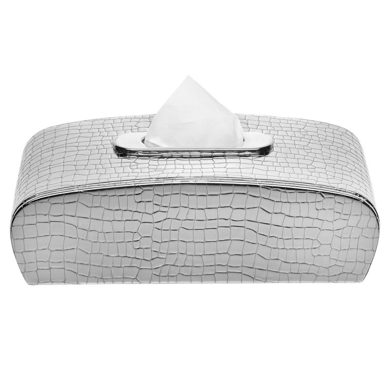 Изображение товара Салфетница Camelos из экокожи крокодил серебро SP-HKr для ванной комнаты