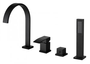 Изображение товара Смеситель Abber Wasserfal для ванны, на борт ванны, черный матовый, AF8613B