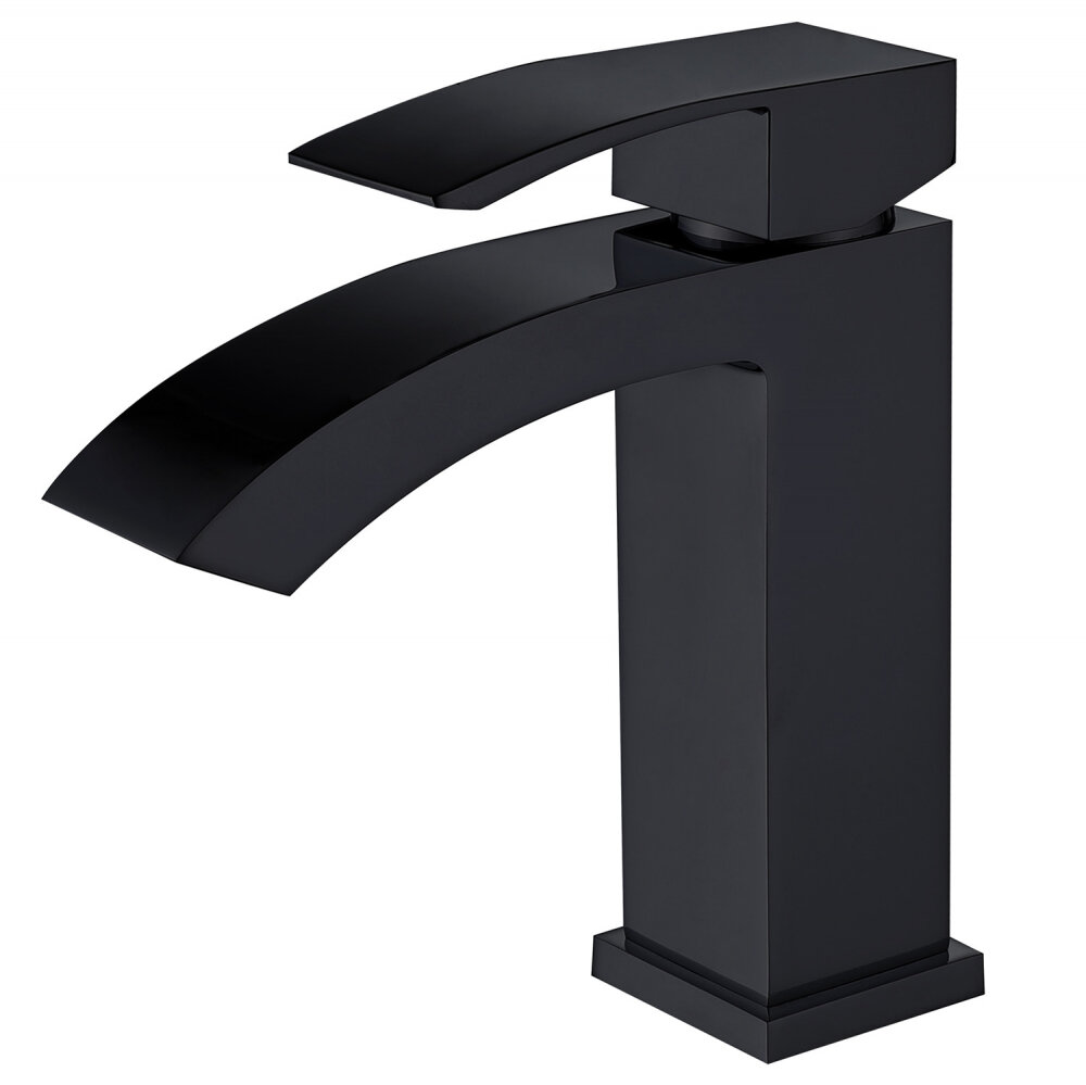 Изображение товара Современный черный матовый смеситель для раковины Abber Wasserfall AF8610B