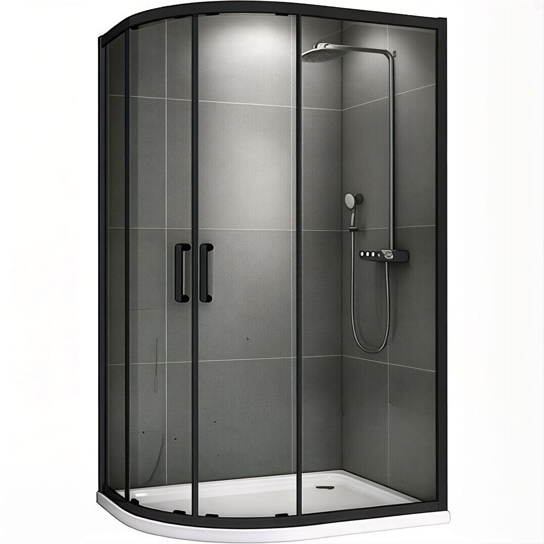 Изображение товара Душевой уголок Abber Schwarzer Diamant AG01128B 120x80 см прозрачное стекло черный матовый профиль Изображение товара Душевой уголок Abber Schwarzer Diamant AG01128B 120x80 см прозрачное стекло черный матовый профиль