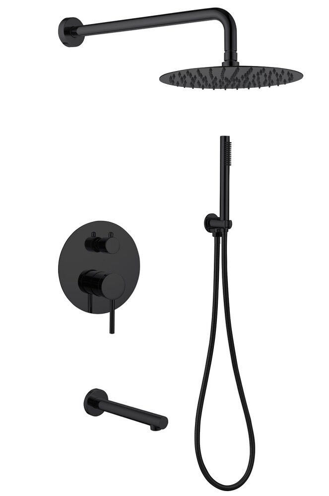 Изображение товара Душевая система Abber Emotion AF8817B, излив, верхний душ, душевая лейка, черный матовый