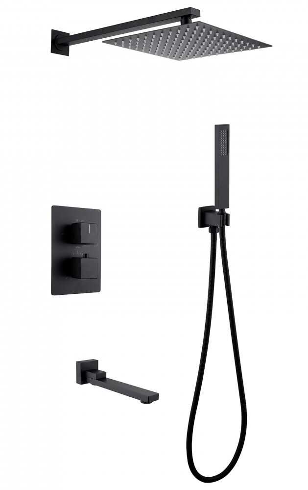 Изображение товара Душевая система Abber Daheim AF8250B с термостатом черный матовый