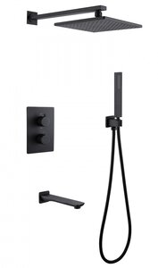 Изображение товара Душевая система Abber Weiss Insel AF8050B, термостат, излив, верхний душ, душевая лейка, черный матовый