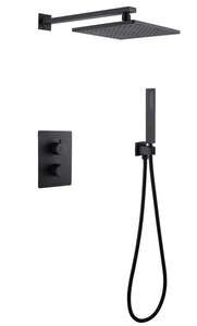 Изображение товара Душевая система Abber Weiss Insel AF8051B, термостат, без излива, верхний душ, душевая лейка, черный матовый