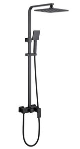 Изображение товара Душевая система Abber Daheim AF8220B с черным матовым покрытием, стойка без излива, верхний душ 25х