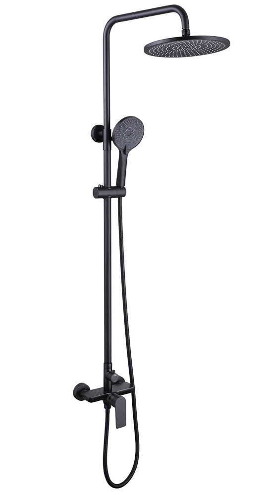 Изображение товара Душевая система Abber Weiss Insel AF8020B черный матовый, стойка без излива, верхний душ