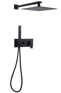 Изображение товара Душевая система Abber Daheim, без излива, верхний душ, душевая лейка, черный матовый, AF8218B