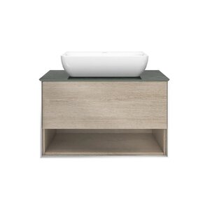 Изображение товара Тумба под раковину Kerama Marazzi Plaza Modern 80 см, подвесная, с открытой полкой, цвет дуб орегон, PLB.M.80.1.OAK.O