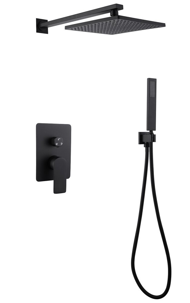 Изображение товара Душевая система Abber Weiss Insel AF8018B, без излива, верхний душ, душевая лейка, черный матовый