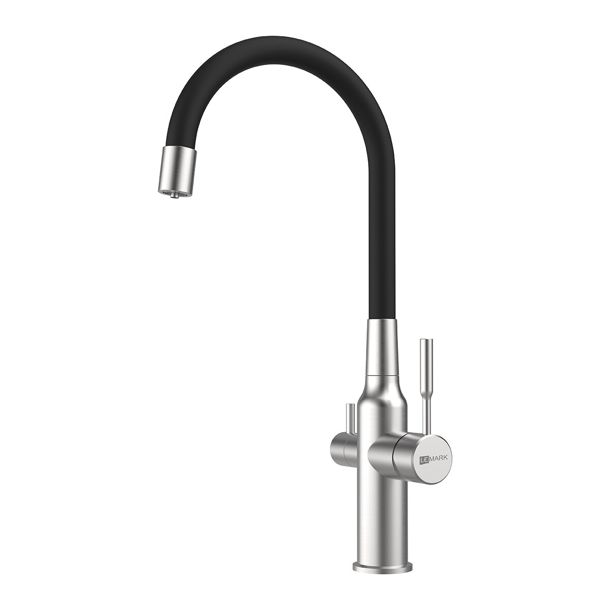 Изображение товара Смеситель для кухонной мойки Lemark Expert LM5083S-Black, с подключением к фильтру с питьевой водой, сталь/черный