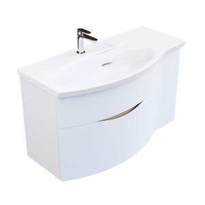 Изображение товара Тумба под раковину Kerama Marazzi Riva 100 см, подвесная, левая, с крепежом, белая матовая, RV.100Lh.WHT.M