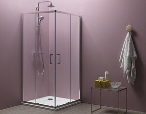 Изображение товара Душевой уголок Kolpa-San Eco Quat TKK, 80 х 80 см, профиль хром, стекло прозрачное, 538550