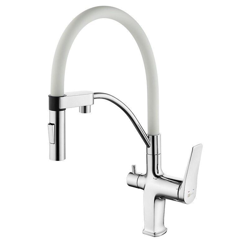 Изображение товара Современный кухонный смеситель Lemark Comfort LM3074C-White с подключением к фильтру