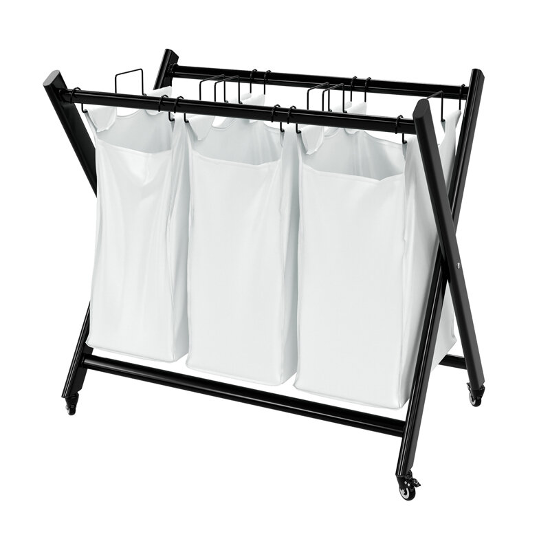 Изображение товара Корзина для белья WasserKraft Naab WB-860-L, 79 х 46.5 х 72 см, белый/черный