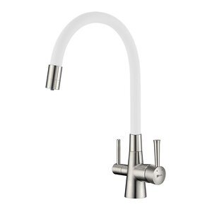 Изображение товара Смеситель Lemark Comfort LM3075BN-White, для кухни с подключением к фильтру с питьевой водой, никель Изображение товара Смеситель Lemark Comfort LM3075BN-White, для кухни с подключением к фильтру с питьевой водой, никель