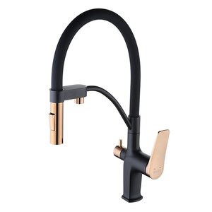 Изображение товара Смеситель Lemark Bronx LM3761BLR, для кухни с подключением к фильтру с питьевой водой, черный