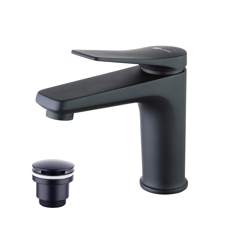 Изображение товара Смеситель для раковины Lemark Bronx LM3706BL с донным клапаном и черным цветом