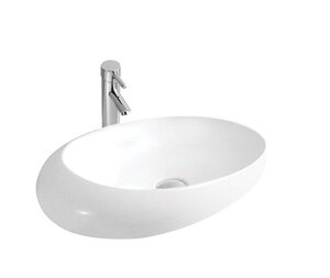 Изображение товара Раковина SinteSi 49x31 см, овальная, белая, накладная, для ванной или кухни