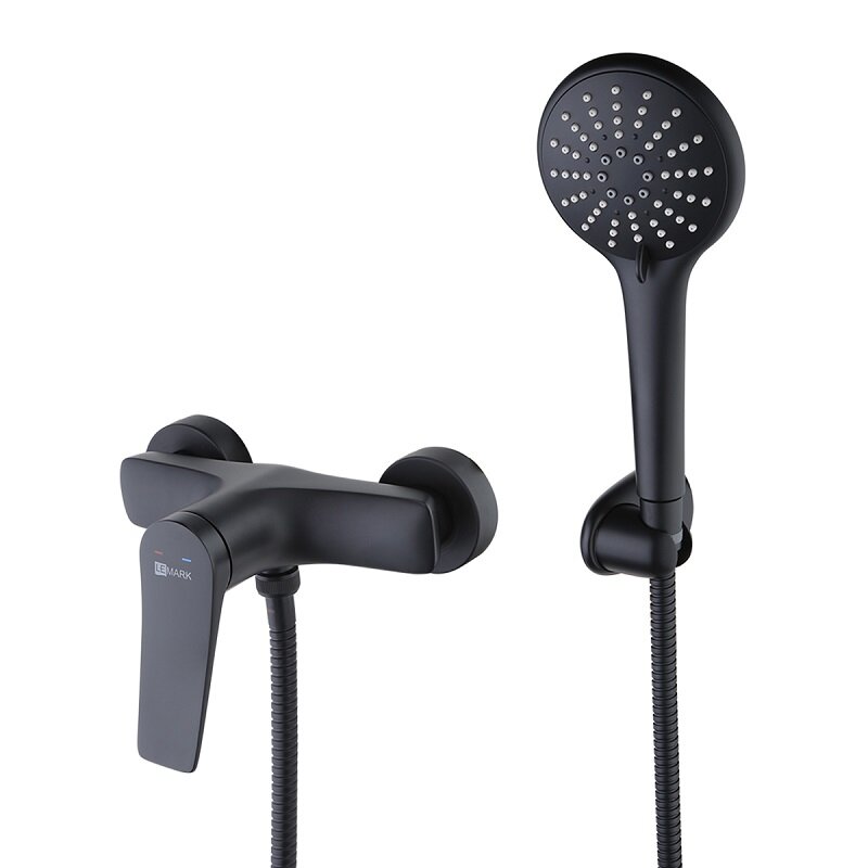 Изображение товара Смеситель Lemark Bronx LM3703BL для душа с гарнитуром и черной отделкой