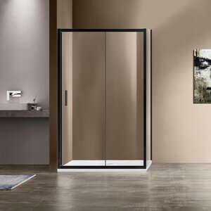 Изображение товара Душевой уголок Vincea Garda, 130 x 100 см, дверь раздвижная, стекло прозрачное, профиль черный, VSR-1G1013CLB