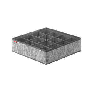 Изображение товара Органайзер Casy Home для хранения носков, чулок, колготок, ширина 35 см, глубина 35 см, высота 10 см, 16 ячеек, цвет серебряная рогожка, 00-100621/OR-054