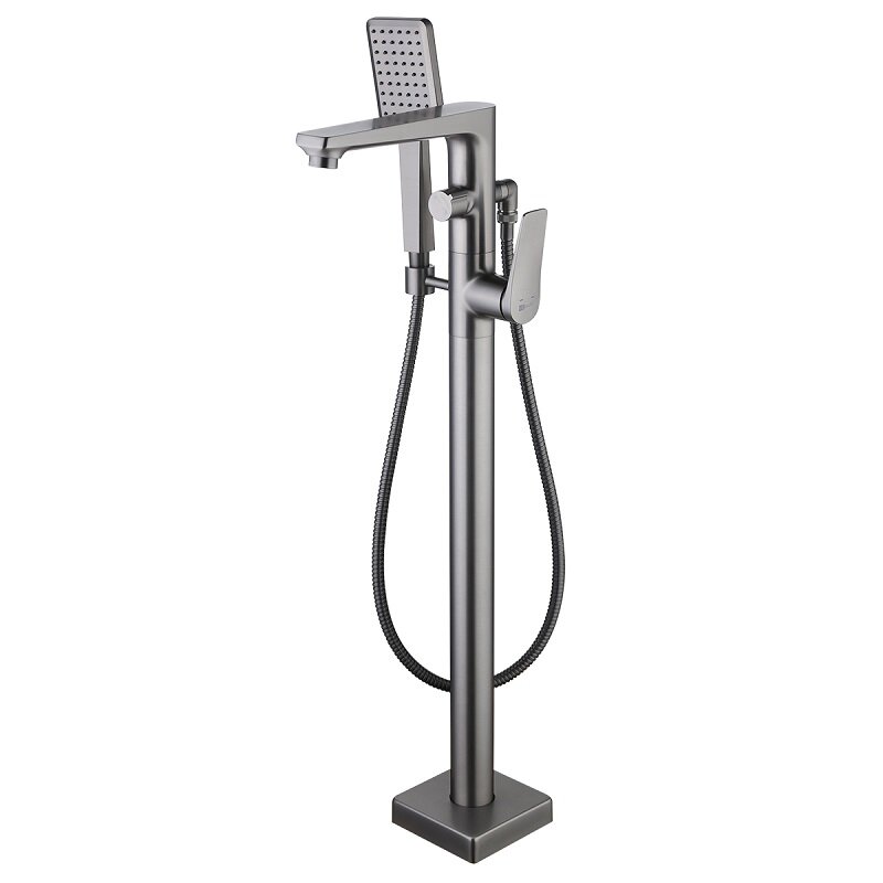 Изображение товара Смеситель напольный Lemark Bronx LM3744GM графит с душевым гарнитуром