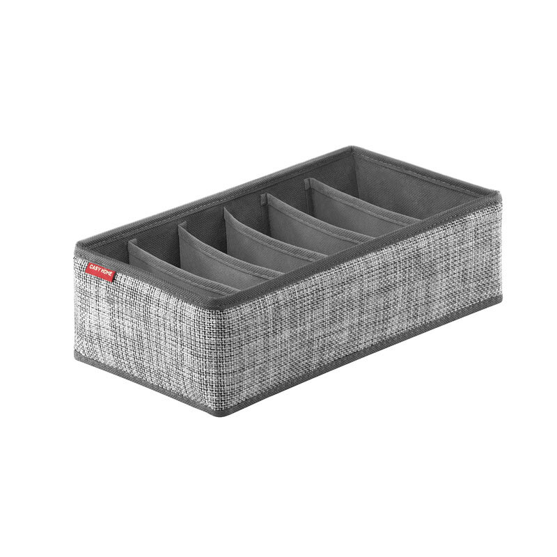 Изображение товара Органайзер Casy Home для хранения нижнего белья и маек, 6 ячеек, серебряная рогожка