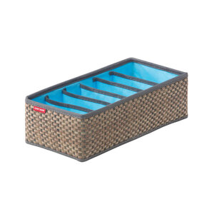 Изображение товара Органайзер Casy Home для хранения нижнего белья и маек, ширина 35 см, глубина 16 см, высота 10 см, 6 ячеек, цвет небесный ротанг, 00-00001119/OR-031