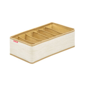 Изображение товара Органайзер Casy Home для хранения нижнего белья и маек, ширина 35 см, глубина 16 см, высота 10 см, 6 ячеек, цвет молочный лен, 00-00001666/OR-033