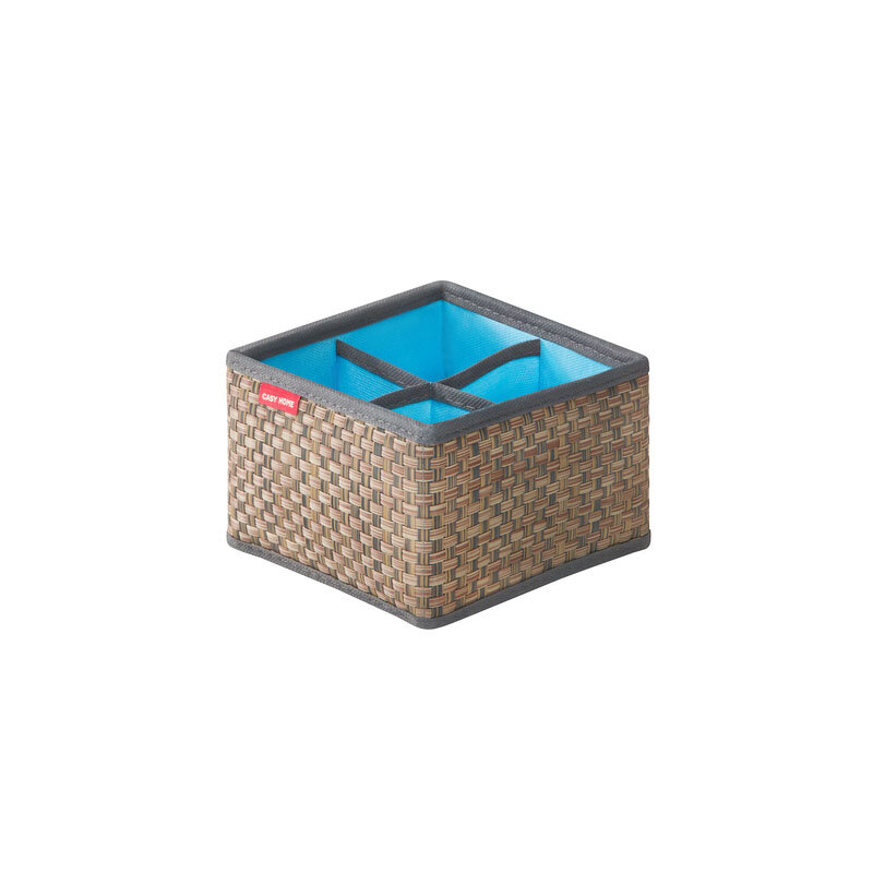Изображение товара Органайзер Casy Home 15x15x10 см небесный ротанг - 4 секции для косметики и бижутерии