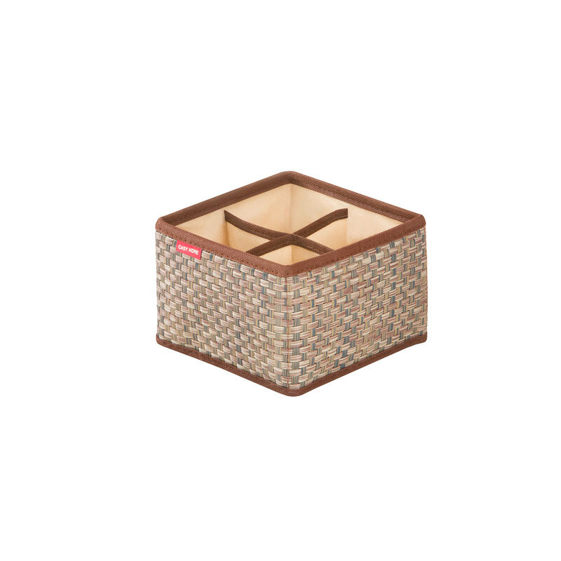 Изображение товара Органайзер Casy Home для хранения косметики и бижутерии, ширина 15 см, глубина 15 см, высота 10 см, 4 ячейки, цвет песочный ротанг, 00-00001123/OR-012