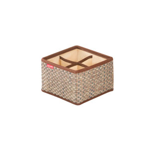 Изображение товара Органайзер Casy Home для хранения косметики и бижутерии 15х15х10 см песочный ротанг