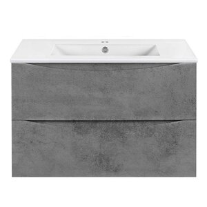 Изображение товара Тумба под раковину Vincea Mia Slim 80 см, подвесная, серый бетон, VMC-2MC800S1BT