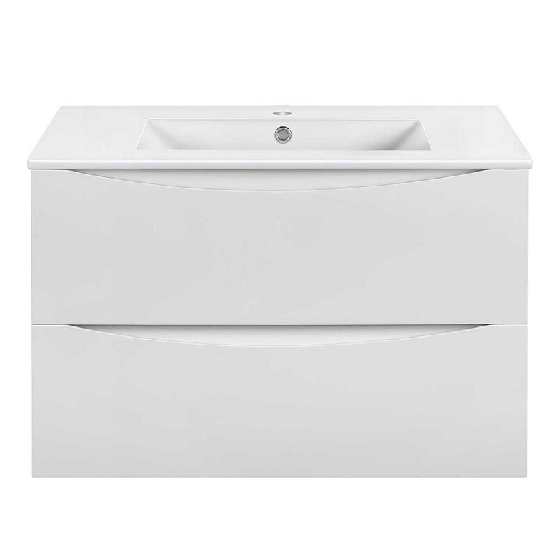 Изображение товара Тумба под раковину Vincea Mia Slim 80 см подвесная белая глянцевая