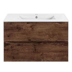 Изображение товара Тумба под раковину Vincea Mia Slim 80 см подвесная из МДФ и ЛДСП коричневая